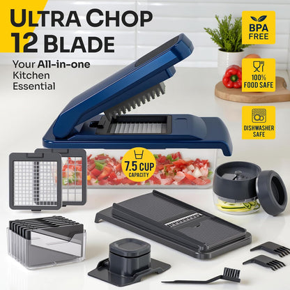 2 dicer blades, 4 slicer blades, and 3 grater blades (9 total blade options)