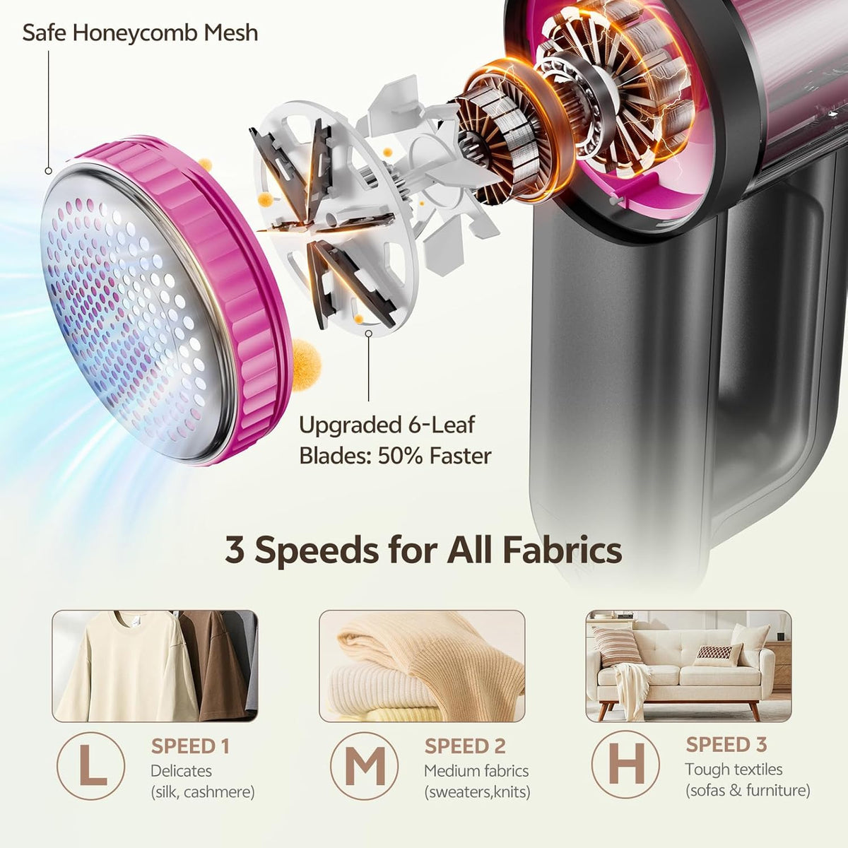 2-in-1 design combining electric fabric shaver with detachable lint brush