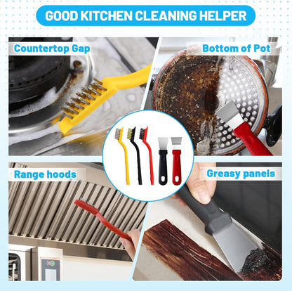 2-in-1 detachable scraper/brush head for stubborn embedded dirt