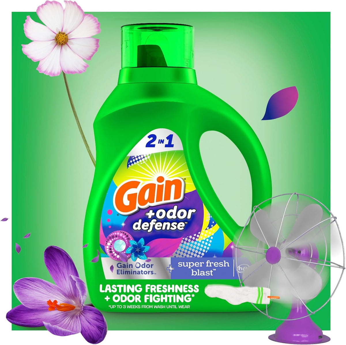 2-in-1 detergent and odor-fighting action in a single pour