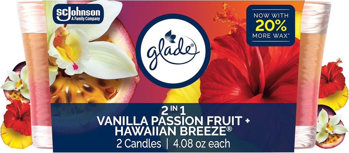 2-in-1 scent bundle: hawaiian breeze (pineapple, hibiscus, peach nectar) plus vanilla passion fruit (passion fruit, vanilla, coconut water)