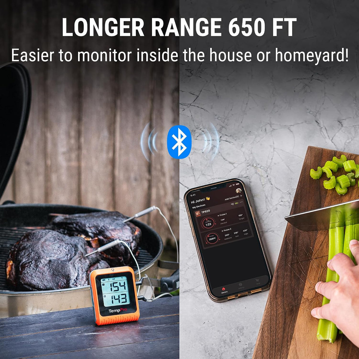 2 or 4 stainless steel probes (varies by variant) for simultaneous multi-meat monitoring