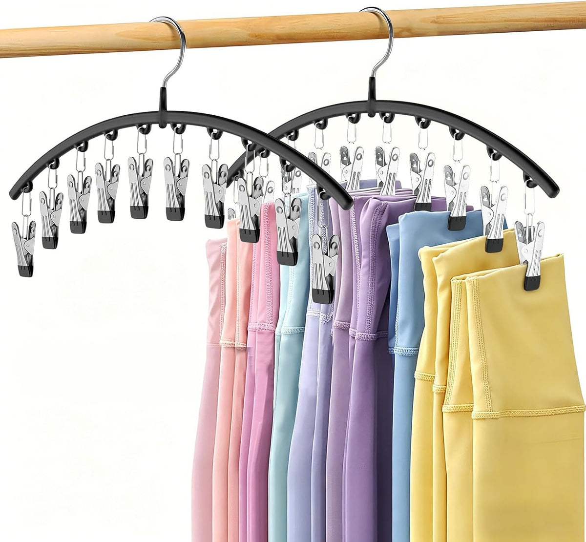2-pack design with 10 large clips per hanger for 20 total hanging points
