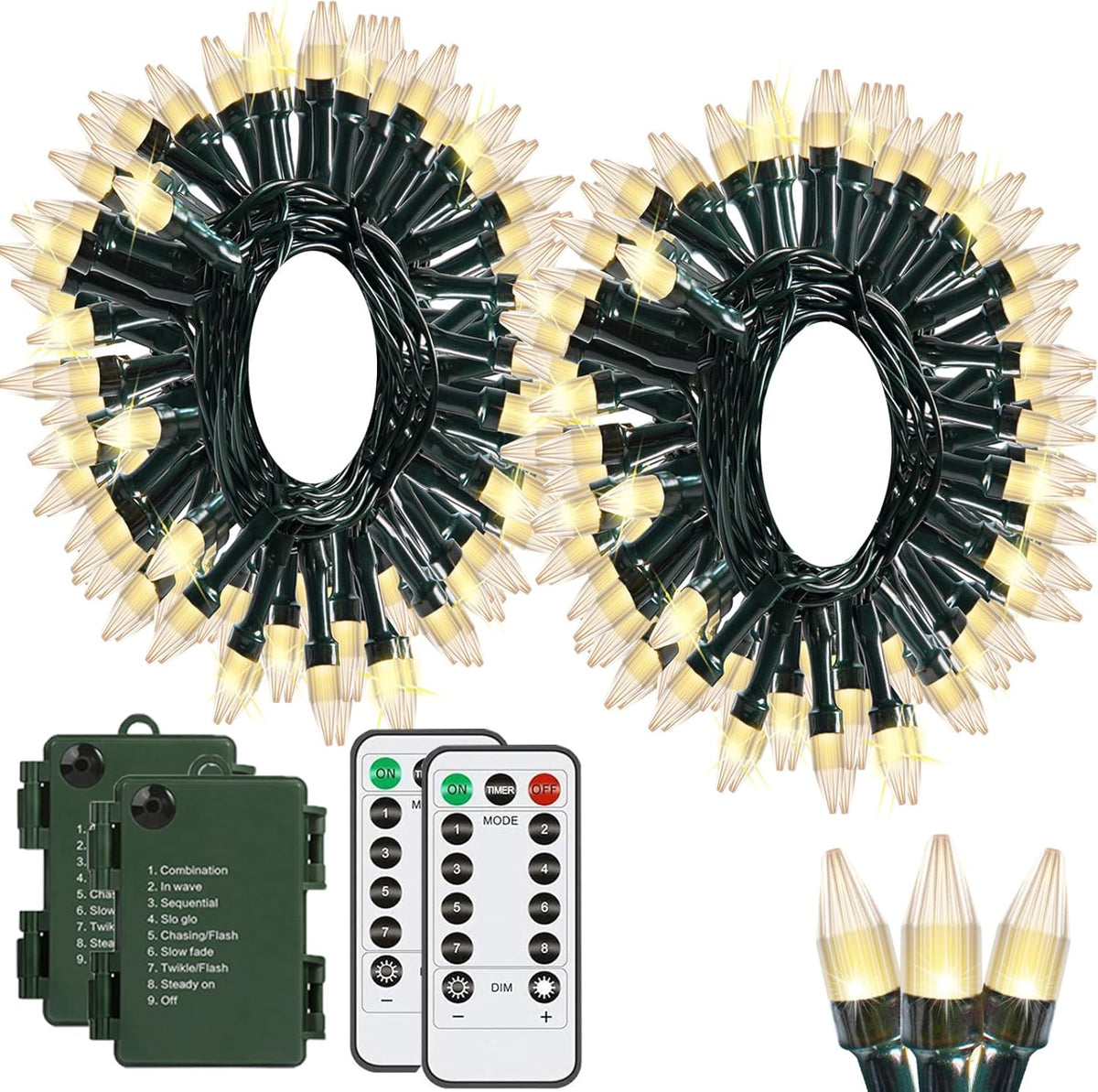 2-pack of 20ft strings with 50 leds each (100 leds / 40ft total)