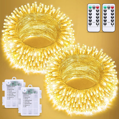 2-pack of 33 ft strings with 100 ultra-bright leds each (66 ft total, 200 leds)