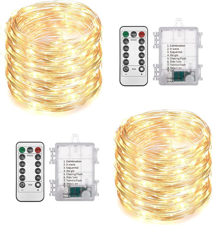 2-pack totaling 200 warm white leds across 66ft with 4-inch bulb spacing