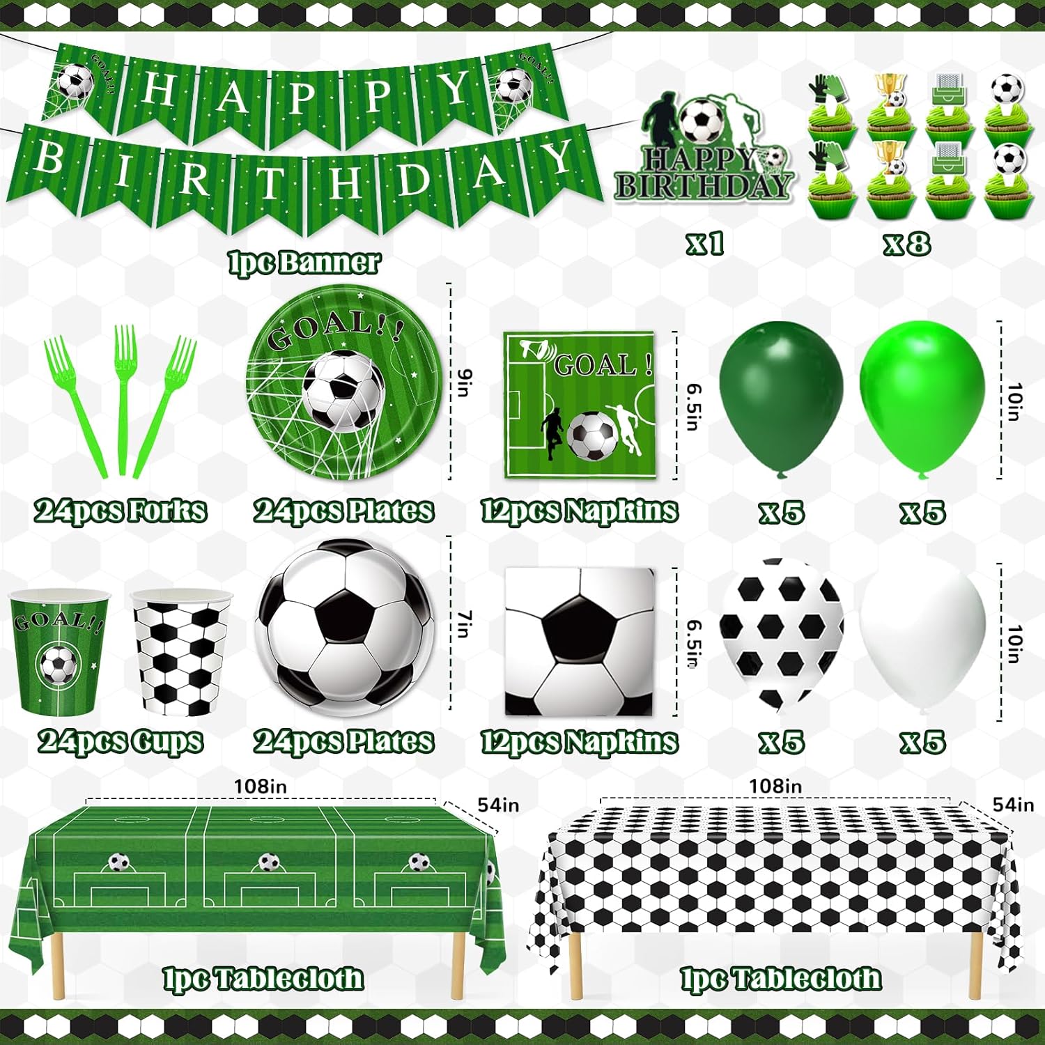 2-style design combining green grass background with soccer ball patterns