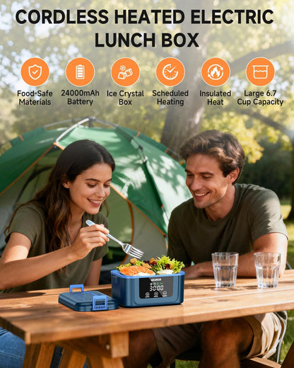 20–70 minute rapid heating, airtight spill-proof lid, and included carrying bag with utensil set