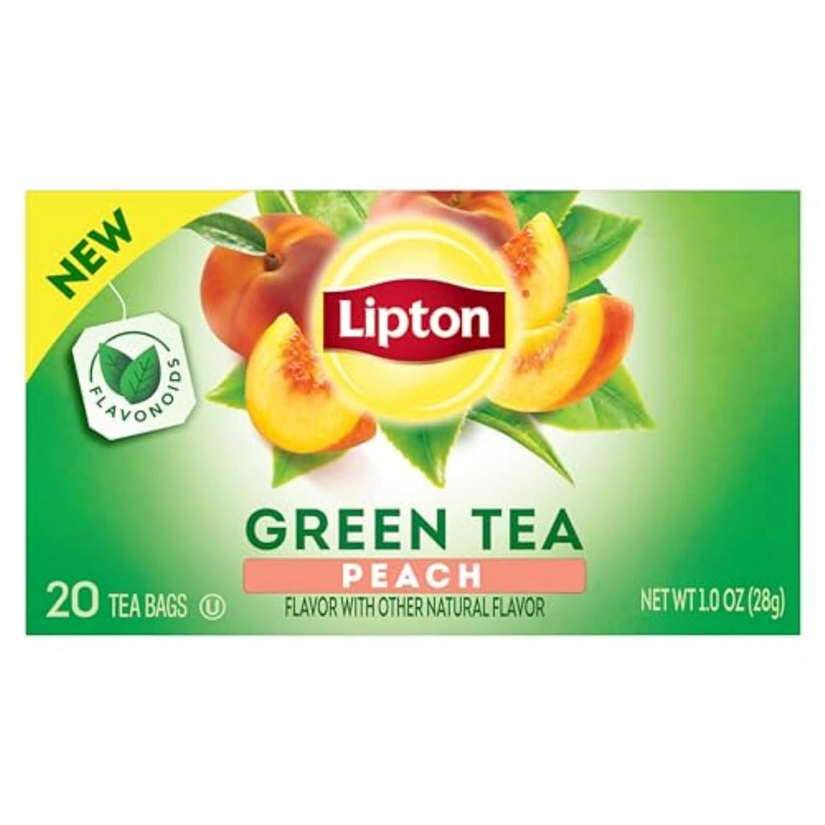 20-count box of individually bagged peach-flavored green tea