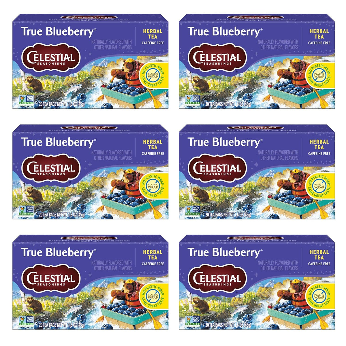 20-count teabag box sold in a pack of 6 (120 bags total) for long-lasting pantry stock
