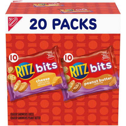 20-count variety box with 10 cheese and 10 peanut butter 1 oz single-serve packs