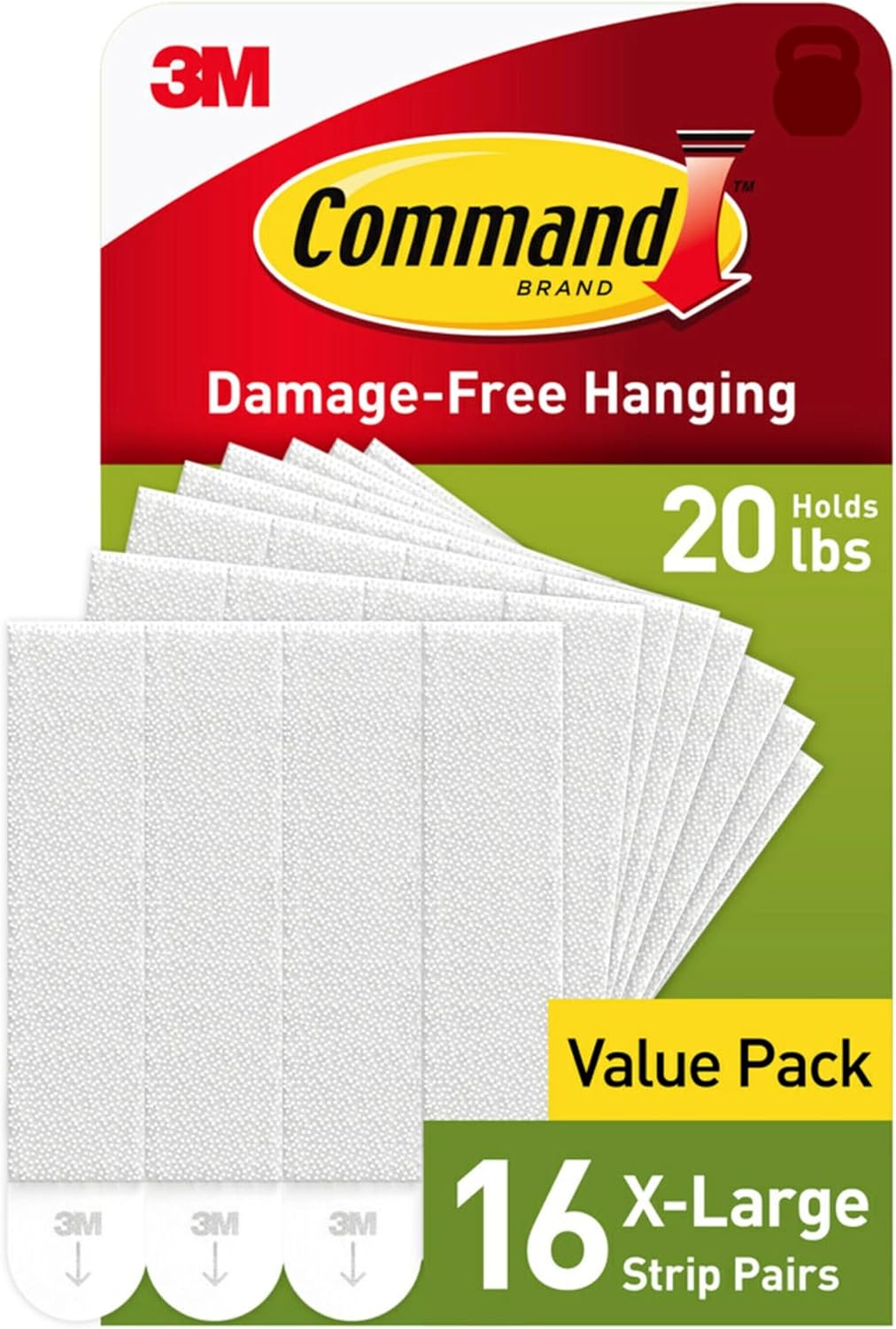20 lb weight capacity per 4-pair set (8 strips), with maximum frame size 24 x 36 inches