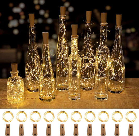 20 micro leds on 7ft of thin bendable silver-plated copper wire per string