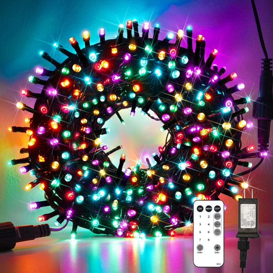 200 led count on a 66ft string with 10ft extension cord (also available in 100 led and 300 led variants)