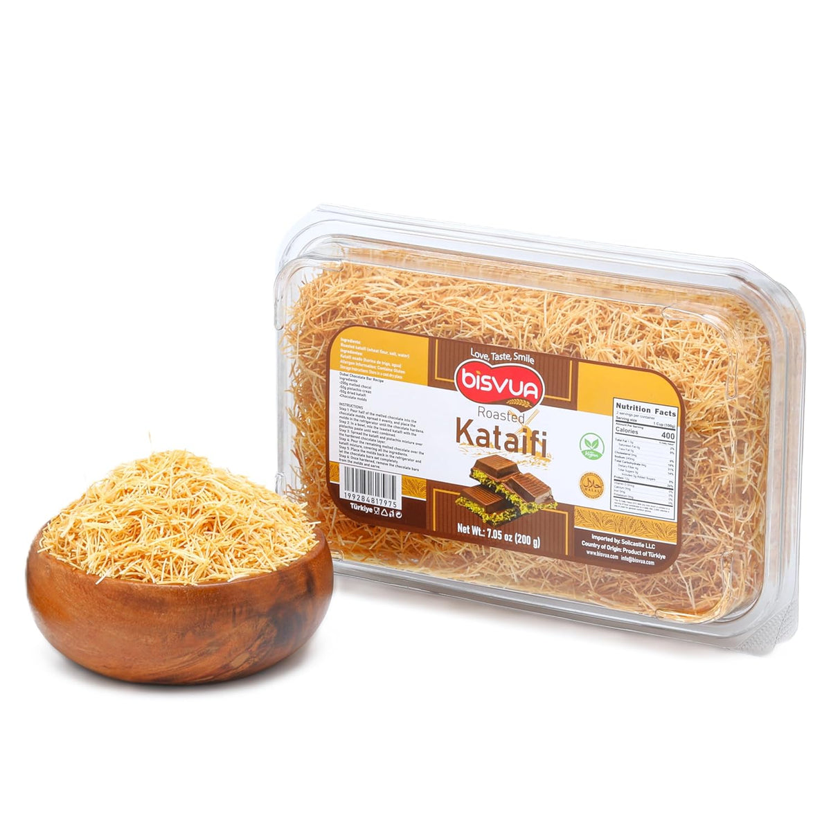200g (7.1 oz) pre-roasted golden shredded phyllo dough in fine hair-like strands