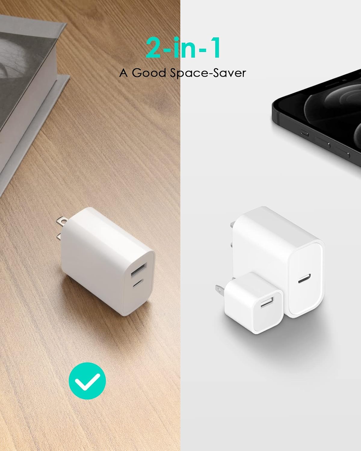 20w fast charging that reaches ~59% on iphone in 30 minutes (3x a 5w stock brick)