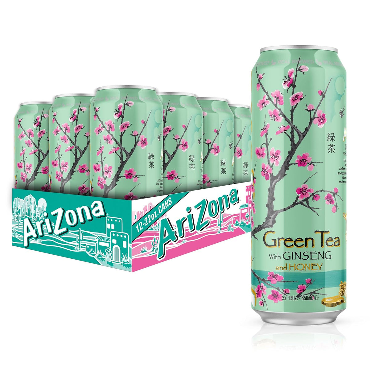22 fl oz 'big can' tall aluminum format with instantly recognizable arizona design