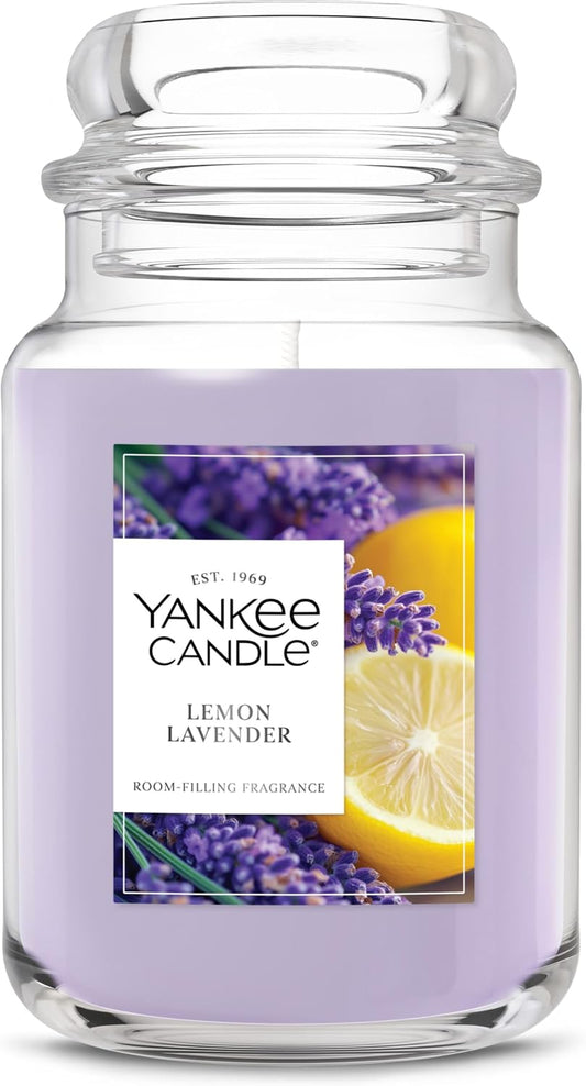 22oz large glass jar (4"w x 6.8"h) producing up to 150 hours of burn time