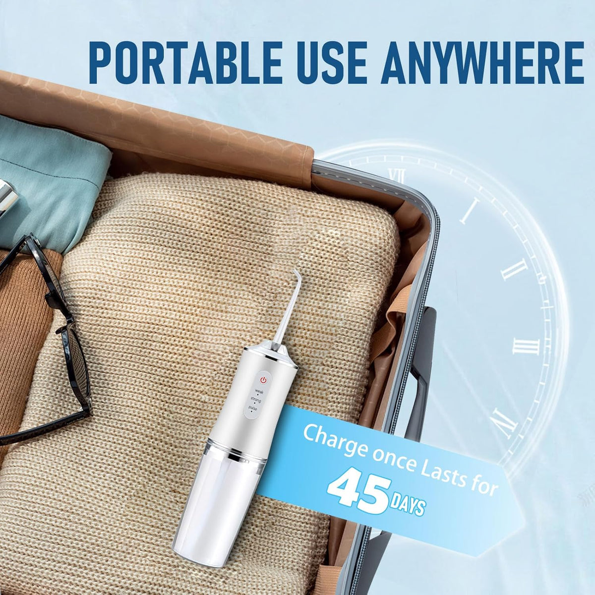 230ml telescopic detachable water reservoir, battery powered cordless design