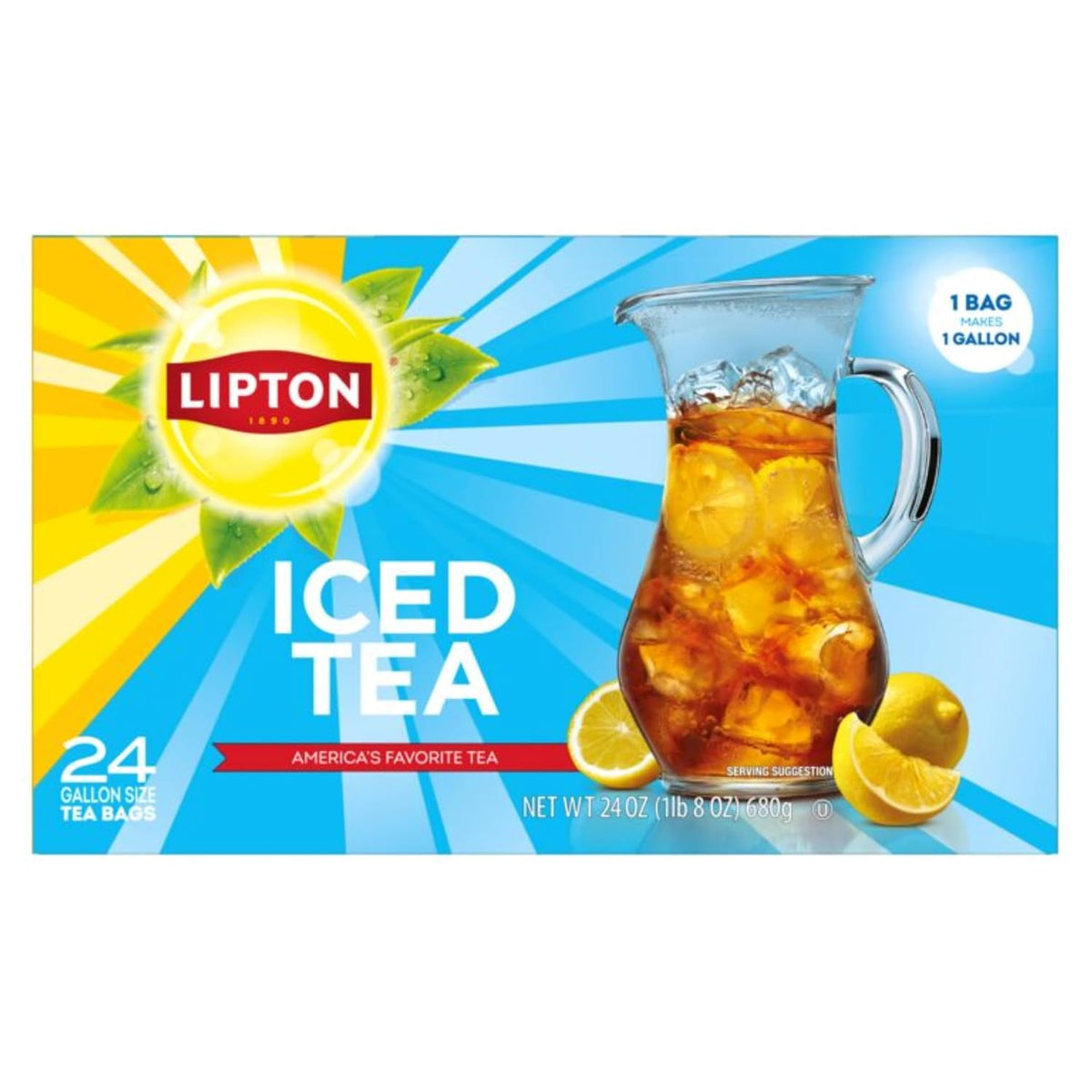 24 gallon-sized tea bags producing 24 total gallons of iced tea
