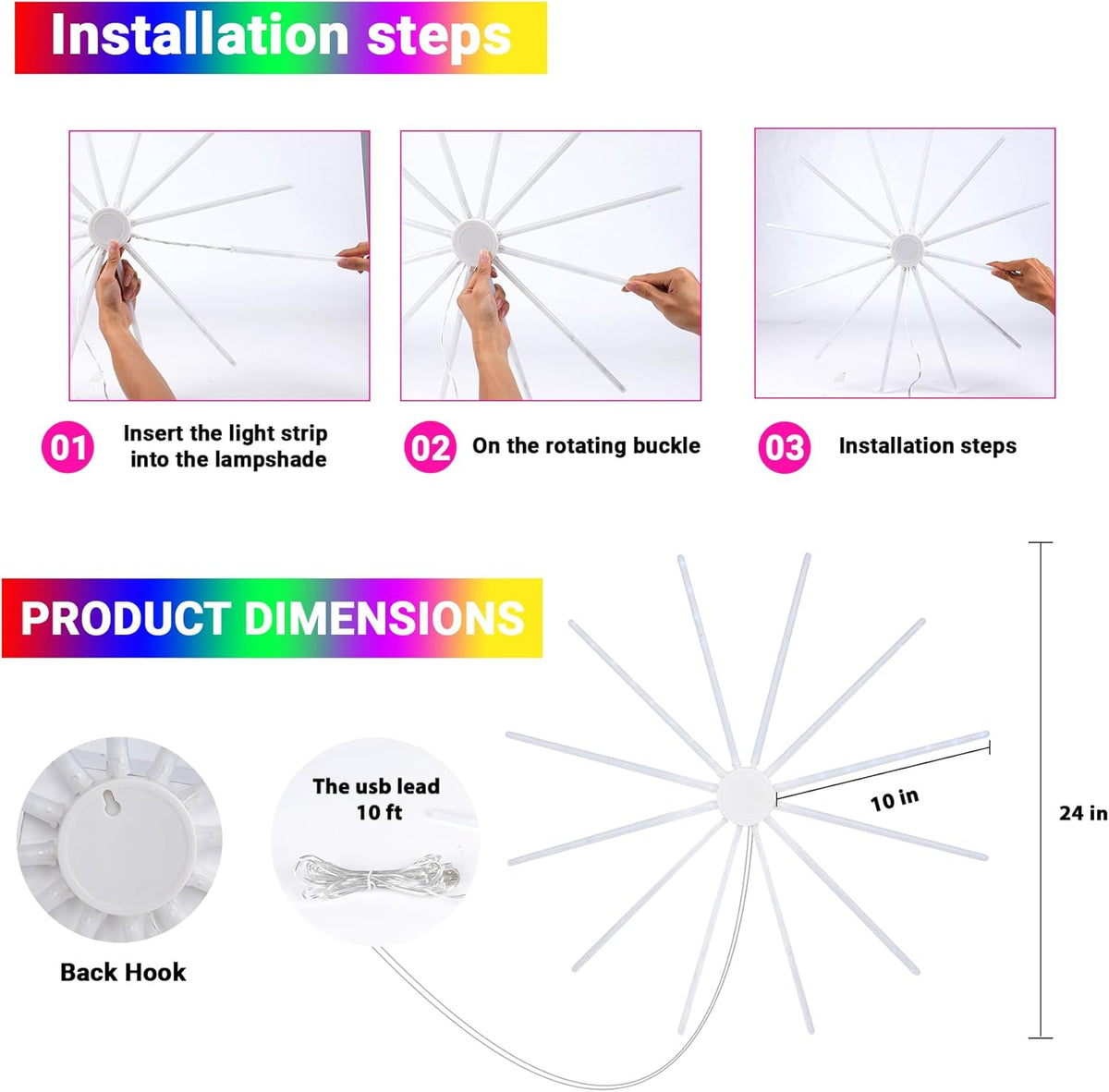 24-inch snowflake shape with integrated hanging hole on the back