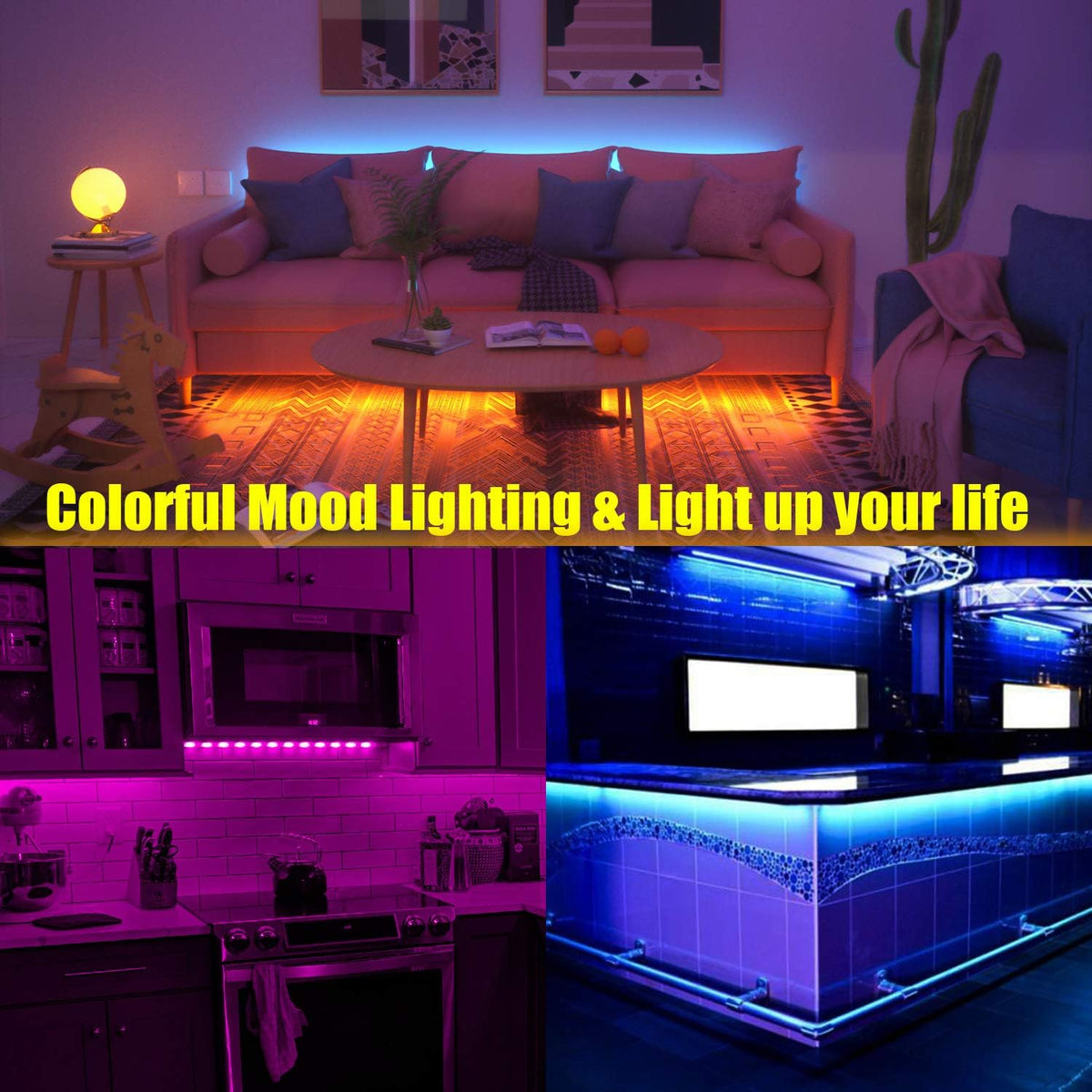 24-key ir remote with 10-level brightness, 10 basic colors, 4 music modes, speed control, night mode, and 1/2-hour timer
