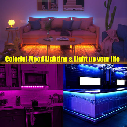 24-key ir remote with 10-level brightness, 10 basic colors, 4 music modes, speed control, night mode, and 1/2-hour timer