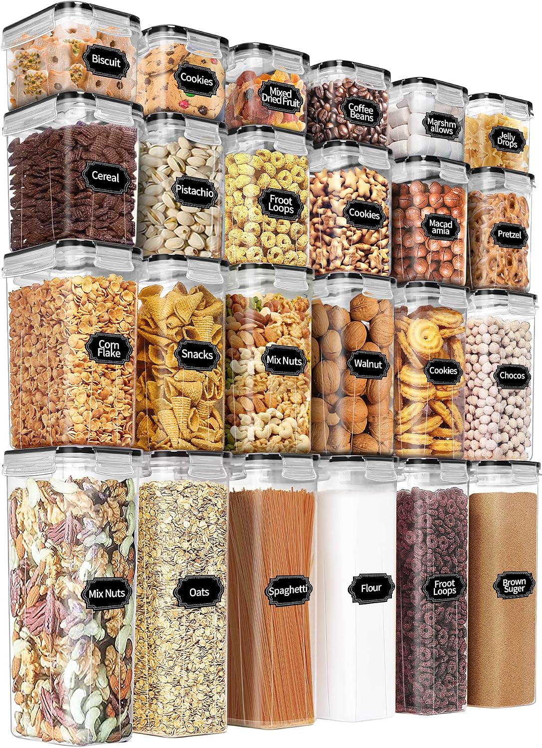 24-piece set in 4 sizes: 2.5 qt tall, 1.8 qt large, 1.3 qt medium, 0.7 qt small