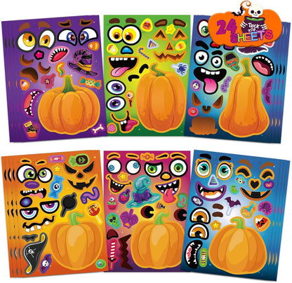 24 sheets containing varied eye, mouth, and eyebrow designs for custom faces
