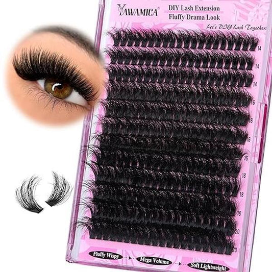 240-piece bulk pack of 200d volume cluster lashes in 4 lengths (14mm, 16mm, 18mm, 20mm)