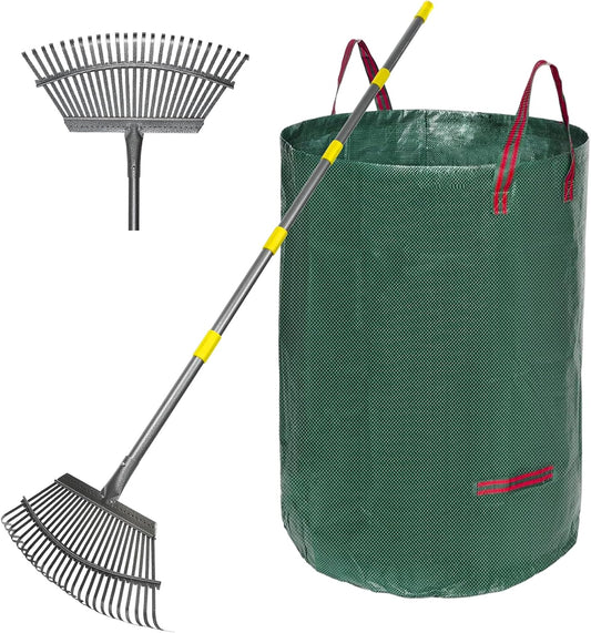25-tine 18-inch wide rake head made of rust-resistant stainless steel and alloy steel