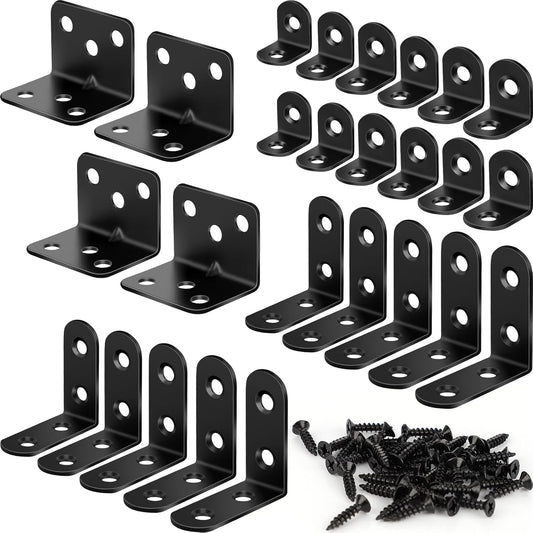 26-piece set across three sizes: 10x 4-hole, 12x 2-hole, 4x heavy-duty brackets