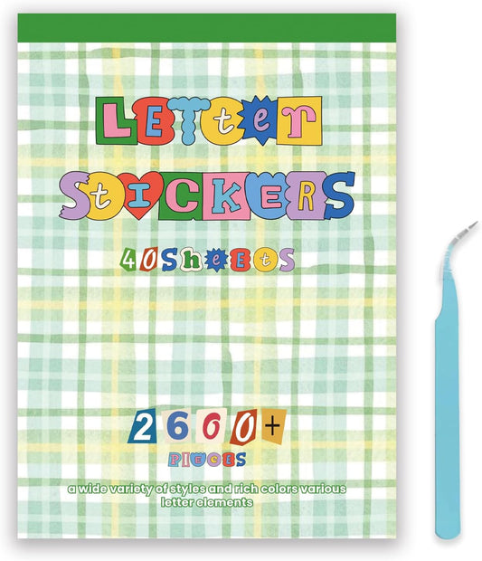 2600+ individual die-cut letter stickers on 40 pre-cut vinyl sheets