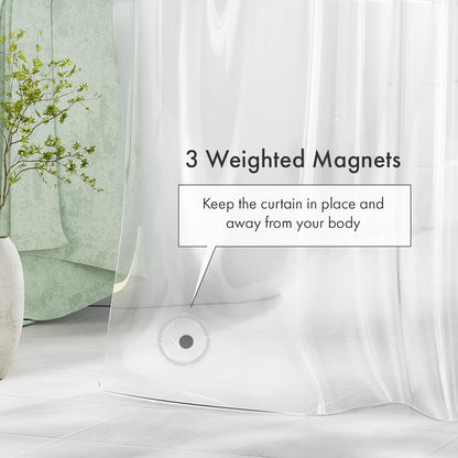 3 built-in magnetic weights at the hem for secure placement