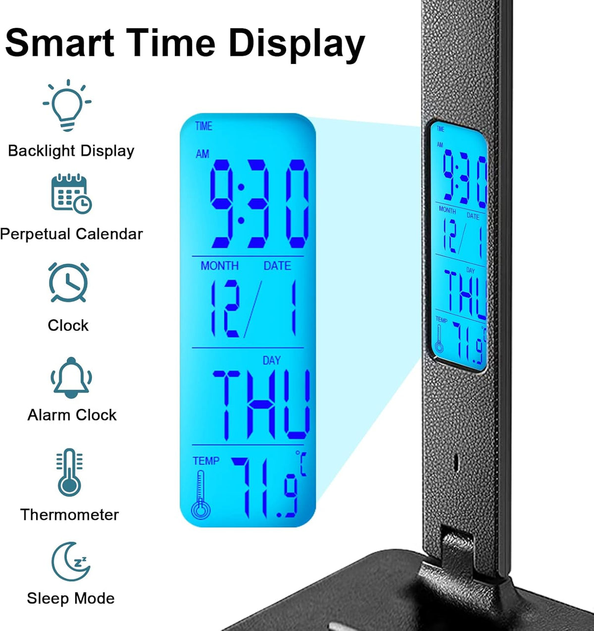 3 color temperature modes (warm / natural / cold white) with 5 dimmable brightness levels