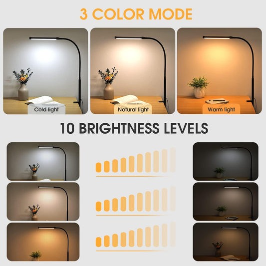 3 color temperatures (2700k warm / 4500k warm white / 6500k cool) and 10 brightness levels