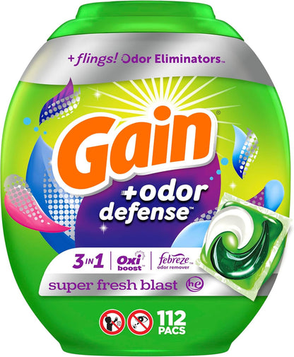 3-in-1 pac combining detergent, oxiboost stain fighters, and febreze odor defense