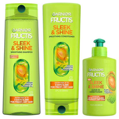 3-item set: sleek & shine shampoo, rinse-out conditioner, and leave-in conditioning cream