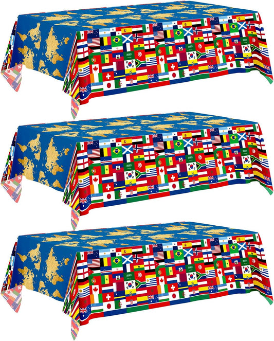 3-pack of large 137 x 274 cm (54 x 108 inches) rectangular plastic tablecloths