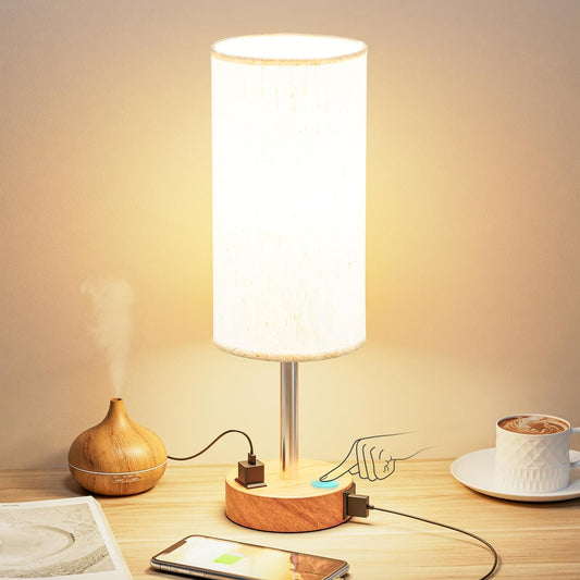 3-way touch dimming (low / medium / high) on metal base and pole