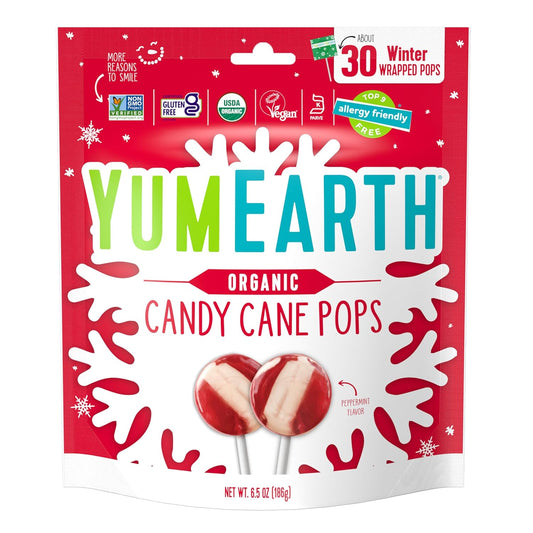 30 individually wrapped candy cane-shaped lollipops per pack