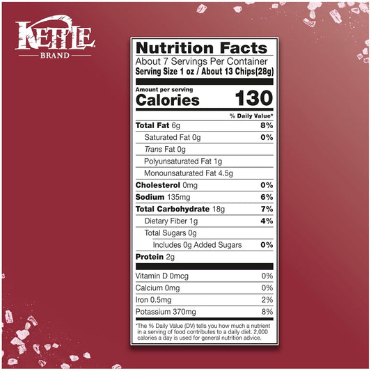 30% less fat than regular kettle brand sea salt & vinegar chips