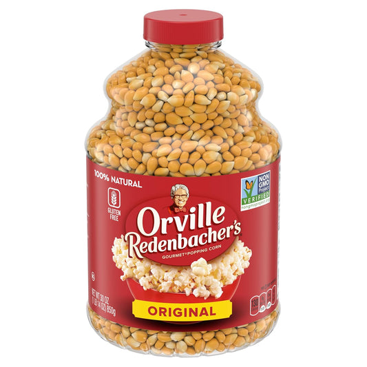 30 oz bulk jar of unpopped yellow gourmet popcorn kernels