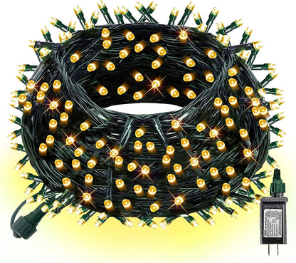 300 led bulbs on a 98.5 ft light string with 3.9 inch spacing and 16.5 ft lead wire (115 ft total)