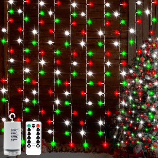 300-led (or 200-led) curtain configuration covering 9.8ft x 9.8ft with 1.6ft lead wire