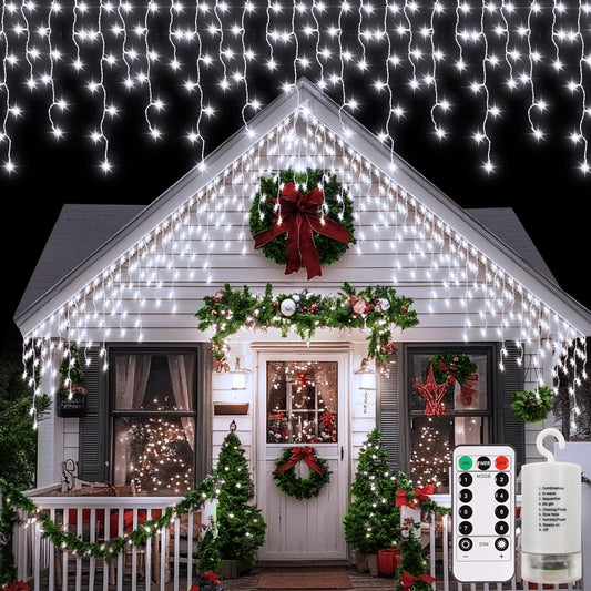 300 leds arranged across 60 hanging drops on a 20 ft string