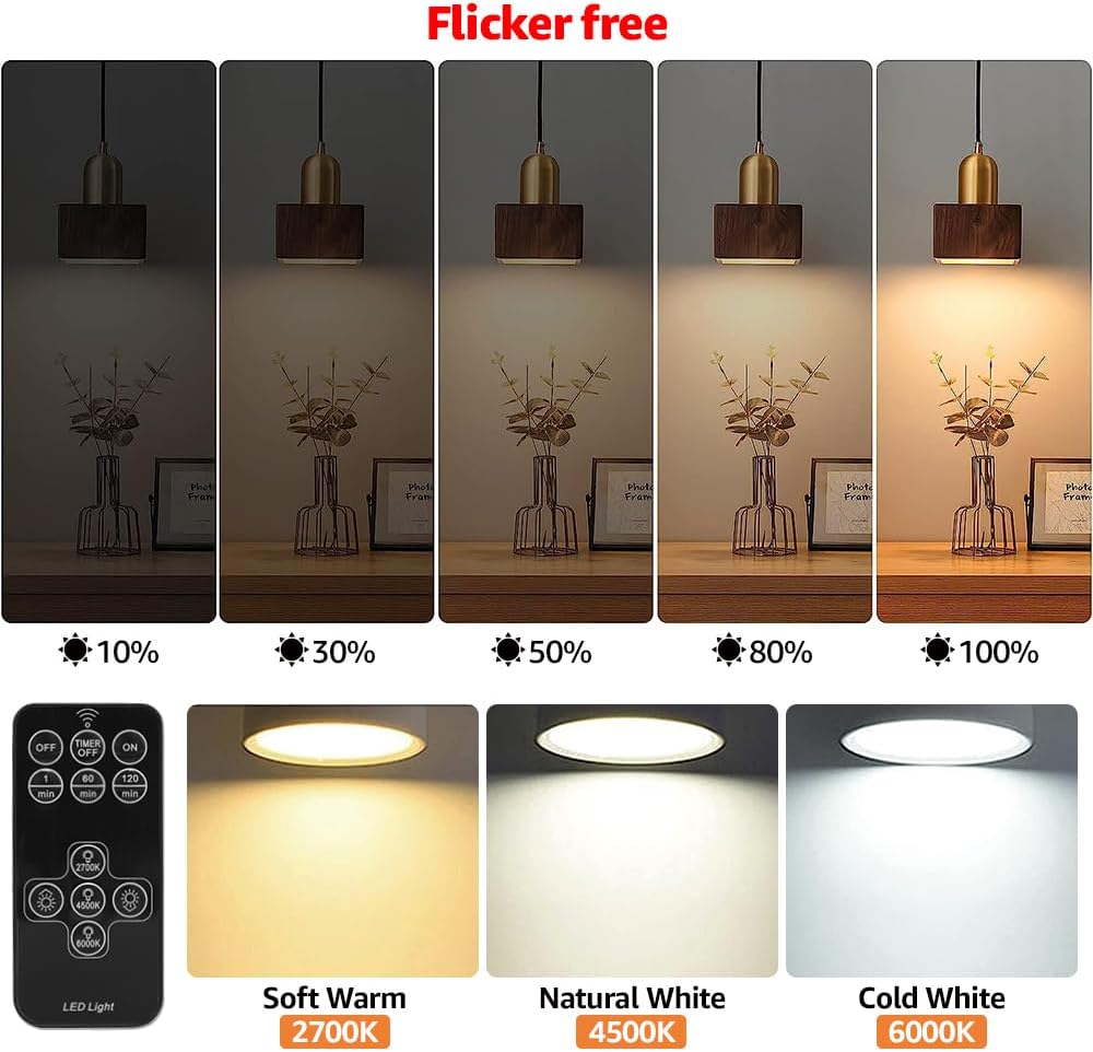 300 lumens / 40w equivalent (50w option in 2.8-inch variants) with up to 4 hours runtime on highest setting