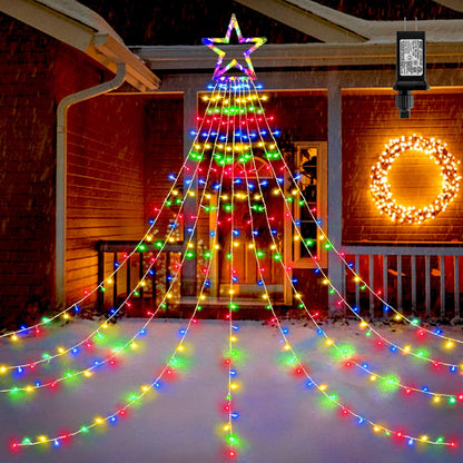 317 leds spread across 9 cascading 11.8ft strands for dense waterfall coverage
