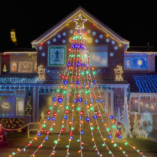 320 leds arranged in 9 cascading strings of 32 leds each with 11.5ft drop length