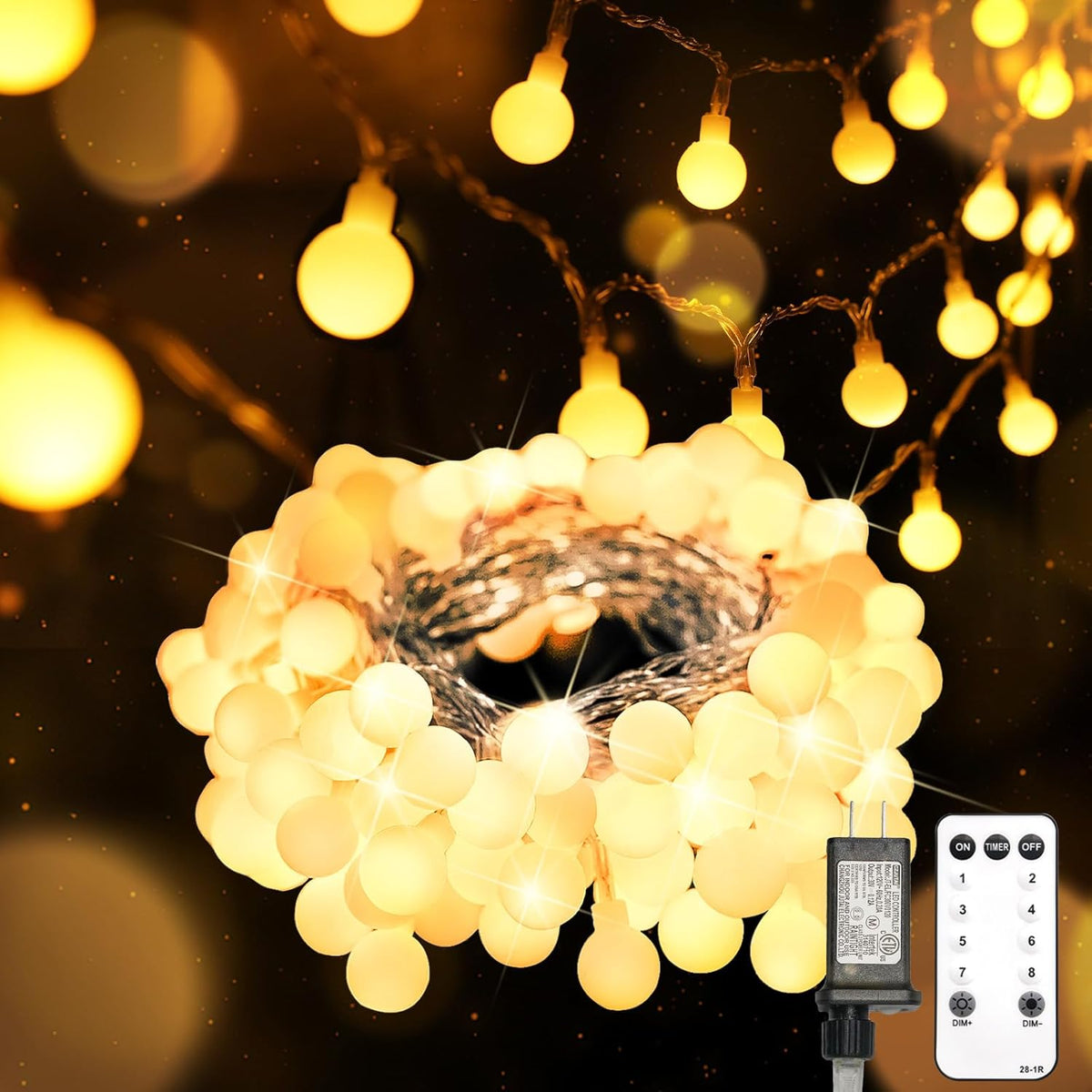 33ft string plus 10ft lead wire, expandable and connectable to multiple strands